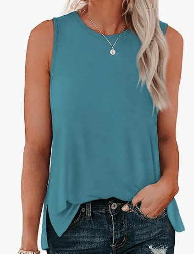 XIEERDUO Womens Tank Tops V Neck Basic Solid Color Casual Flowy Summer  Sleeveless