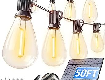 luckystyle 50FT Solar String Lights Outdoor Solar
