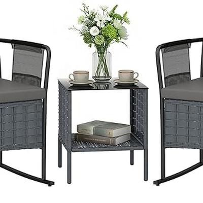 Outsunny 3 Piece Patio Furniture Rocking Bistro