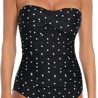 RELLECIGA Womens Twist Front Shirred One Piece