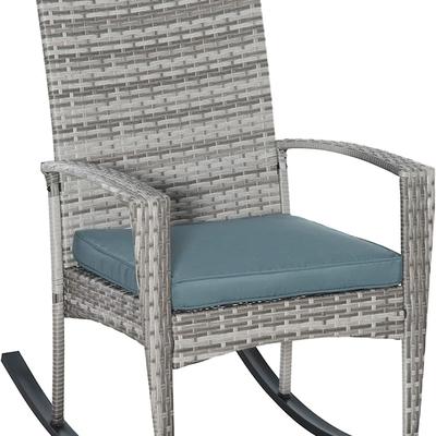 Outsunny Outdoor Rocking Chair with Removable Cushion