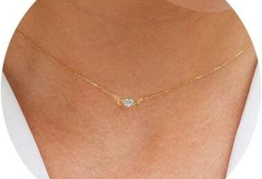 ASCOMY Dainty CZ Diamond Solitaire Pendant Necklaces