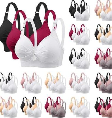 3PC Womens Bras Wireless Gathered Bra Pleated