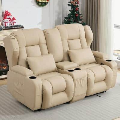SAMERY RV Loveseat Recliner Sofa with Console