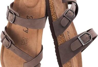FITORY Womens Cork Footbed Sandals