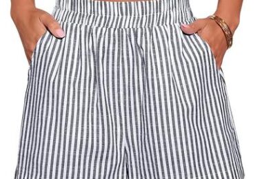 AISEW Womens Striped Boxer Shorts Summer Casual