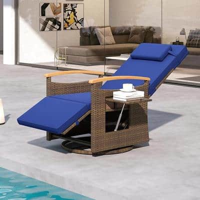 ORALNER Patio Reclining Swivel Wicker Chair