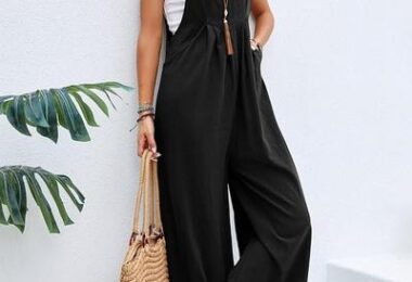 Womens Linen Jumpsuit Casual Wide Leg One