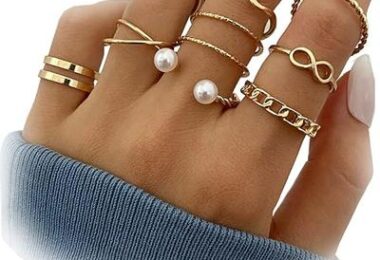 Gold Stackable Rings for Women Star Moon