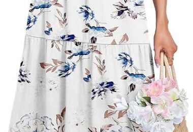 MISFAY Womens Summer Dress Short Sleeve V