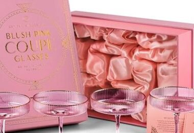 Vintage Art Deco Blush Pink Coupe Glasses