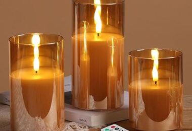 Eywamage Glass Flameless Candles with Remote Flickering