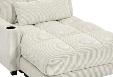 HOMCOM 58 Chaise Lounge Chair Oversized Corduroy