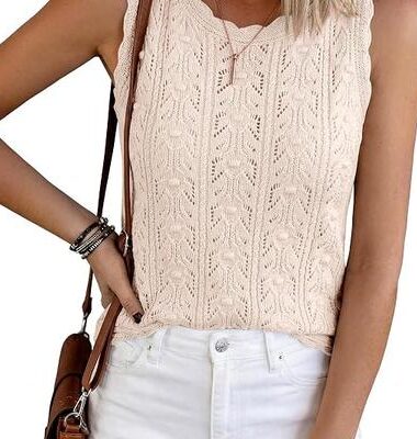 BTFBM Crochet Tank Tops for Women Hollow