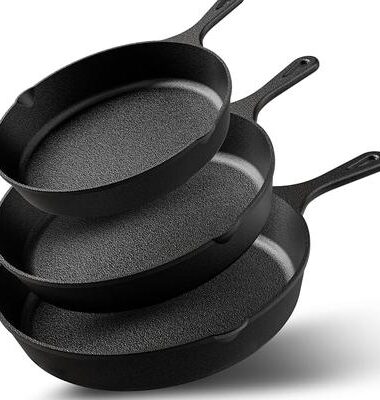 KICHLY PreSeasoned Cast Iron Skillet Set