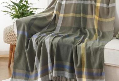 Battilo Plaid Olive Green Throw Blanket for
