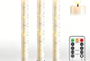 3 Pack Ivory Flameless Taper Candles
