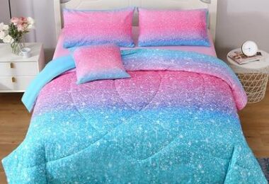 JQinHome Glitter Comforter Sheet Set Twin Size