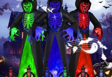 Quntis 12FT Halloween Inflatables Decorations Scythe Ghost