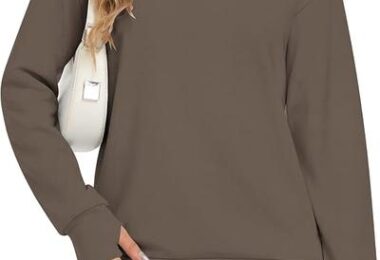 WNEEDU Womens Long Sleeve Sweatshirts Mock Neck