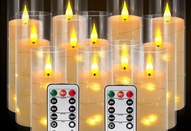 12Pack Ivory Flameless LED Pillar Candles with