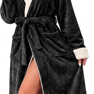 RONGTAI Womens Plush Hooded Robe with Fast