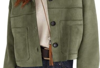 PRETTYGARDEN Womens Faux Suede Lightweight Cropped Jacket