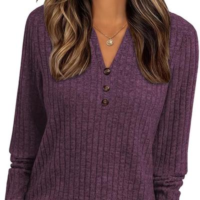 Famulily Womens Sweaters Classic V Neck Buttons