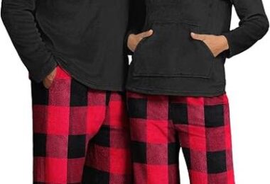 PrinStory Couples Matching Fleece Pajama Set for