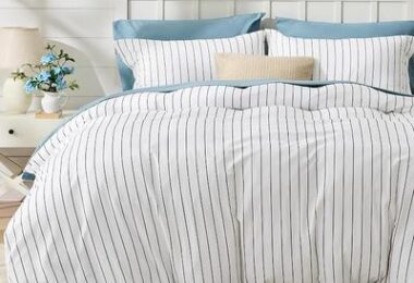 Bedsure Striped Duvet Cover Set CottonLike Bedding