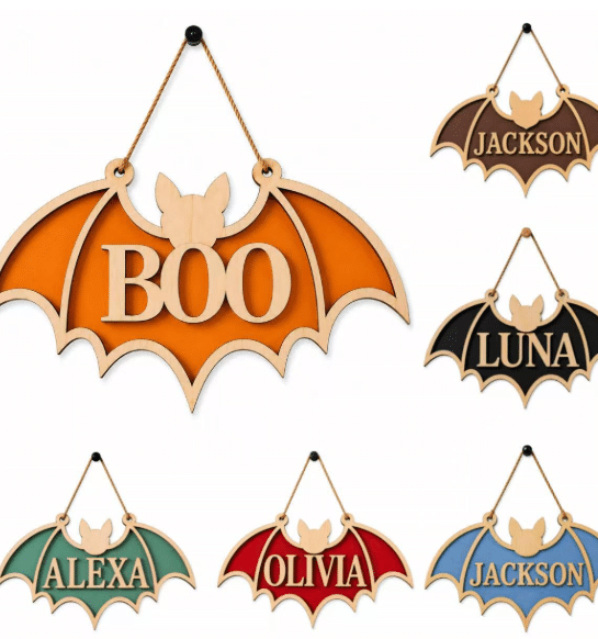 Personalized Name Halloween Bat Sign